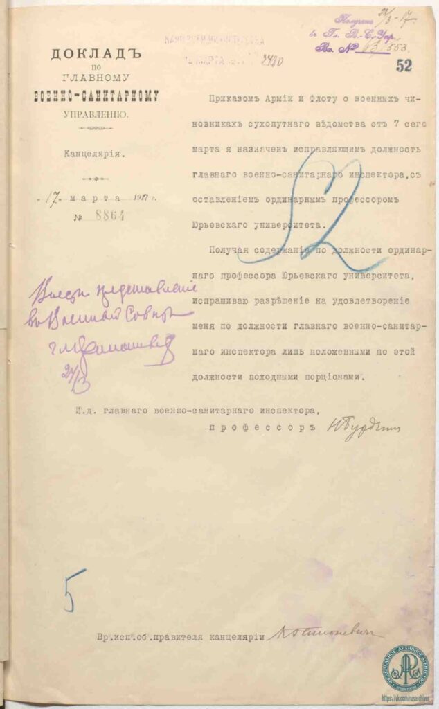 О службе Н.Н. Бурденко в русской императорской армии